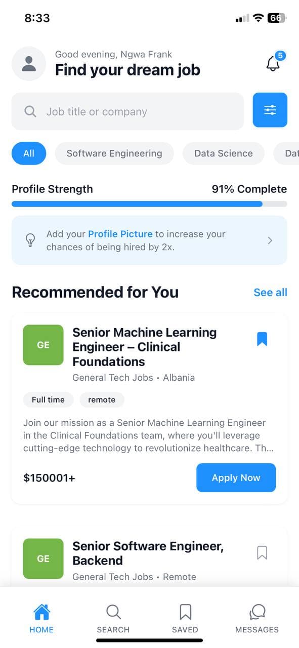 UmEmployed App Screen
